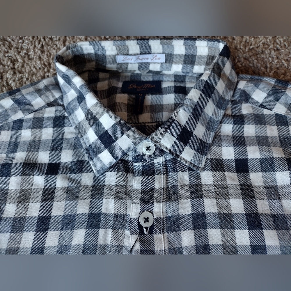 Good Man Brand Button Down Flannel Checkered Shirt Medium NWOT - Picture 4 of 11